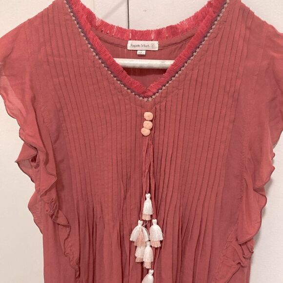 Poupette St Barth Girls’ Sasha V-Neck Mini Dress in Dusty Rose. Size XL (12-14). - Picture 2 of 10